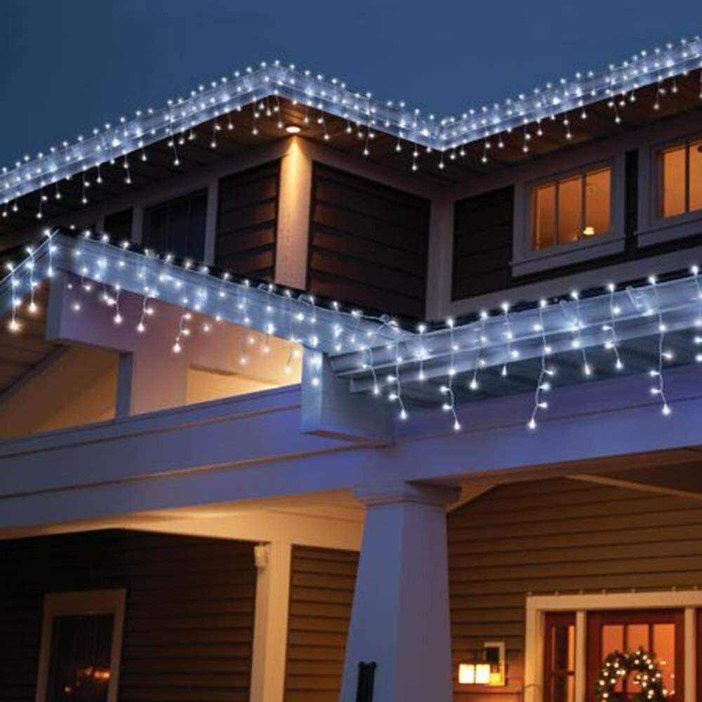 CHRISTMAS LED WHITE SNOWING ICICLE BRIGHT PARTY WEDDING XMAS OUTDOOR LIGHTS