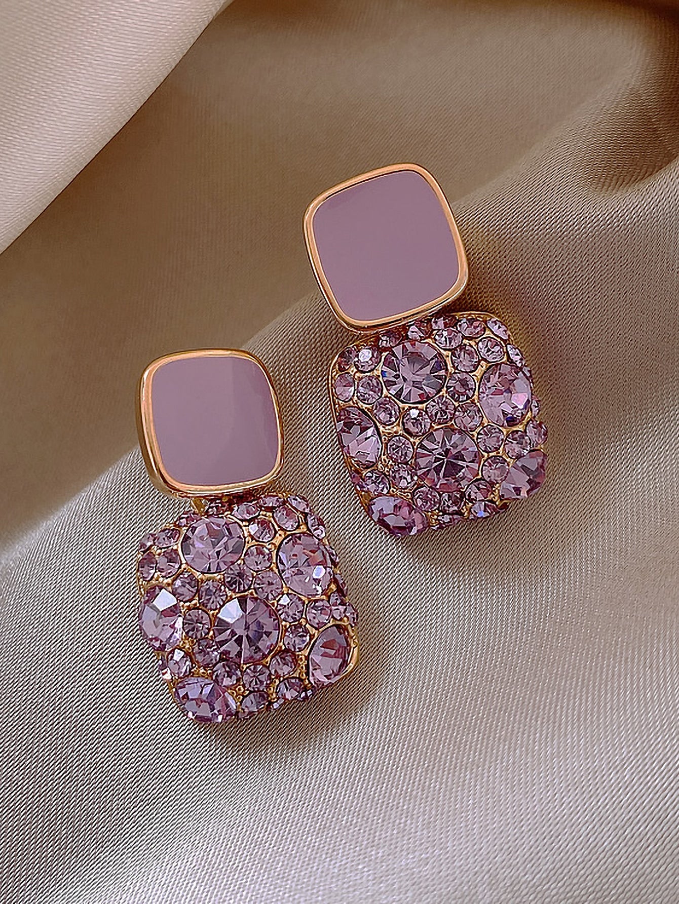 Rhinestone Geo Decor Earrings